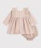 Babies' dress in cotton with a graphic print Ecru/white