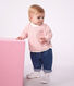 Babies' long-sleeved stripy cotton T-shirt.