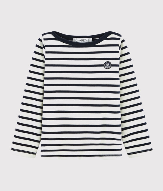 Unisex Jersey Breton Top MARSHMALLOW white/SMOKING blue