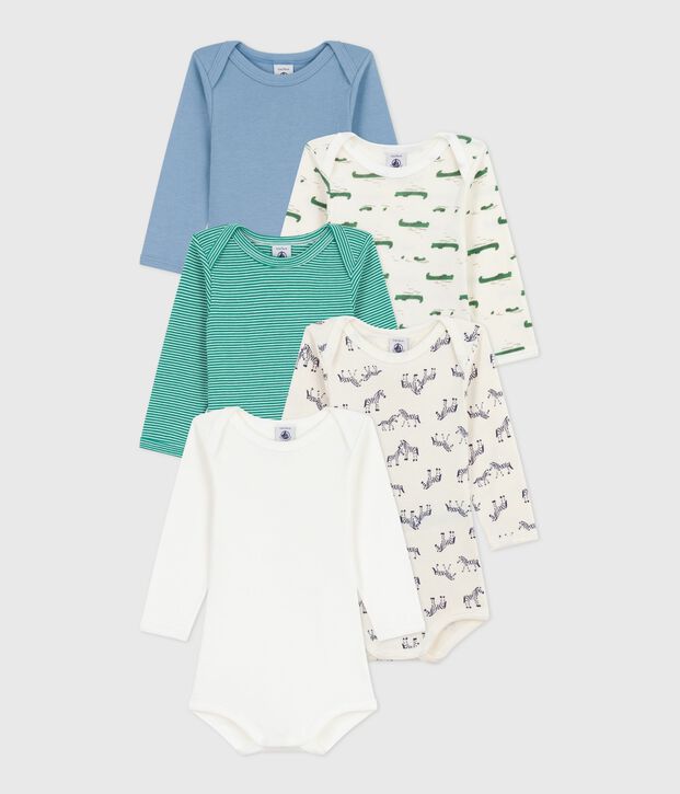Pack of long-sleeved animal-themed printed cotton bodies for babies multicolor