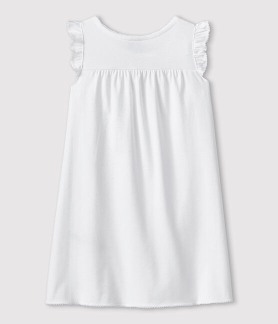 Girls' White Fine Cotton Nightdress ECUME white