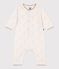 Babies' long openwork knit cotton playsuit Ecru
