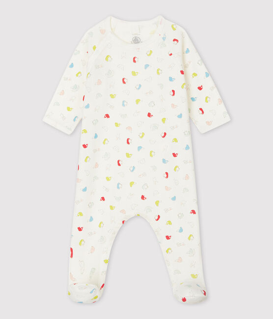 Babies' Colourful Puppies Organic Cotton Sleepsuit MARSHMALLOW white/MULTICO white