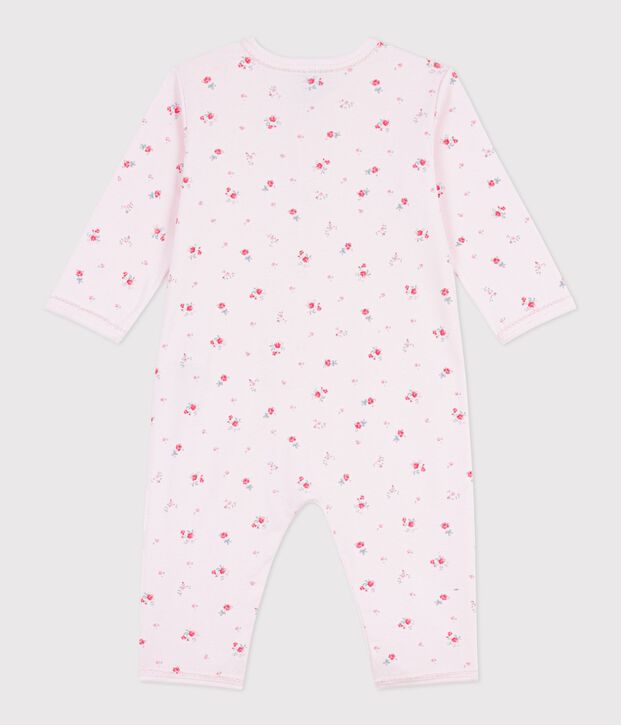 Babies' footless floral-print cotton pyjama suit pink/multicolor