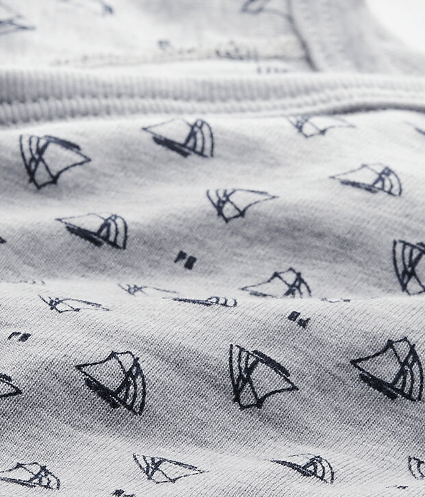 Newborn baby boys' long-sleeved printed bodysuit grey/blue