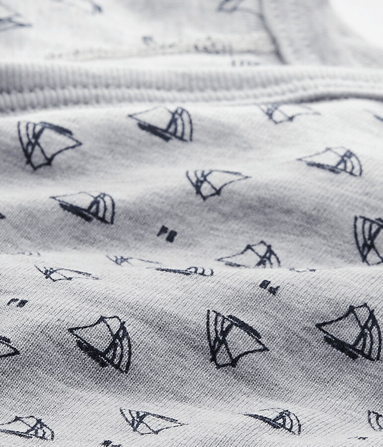 Newborn baby boys' long-sleeved printed bodysuit grey/blue