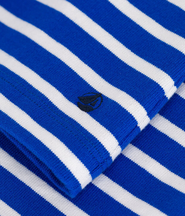 Women's long-sleeved cotton Breton top blue/white