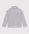 Children's stripy cotton rollneck top white/blue