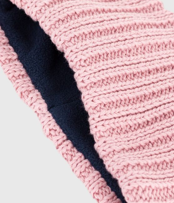 Babies' fleece-lined knitted snood CHARME pink