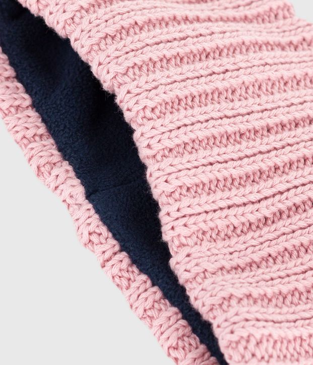 Babies' fleece-lined knitted snood pink