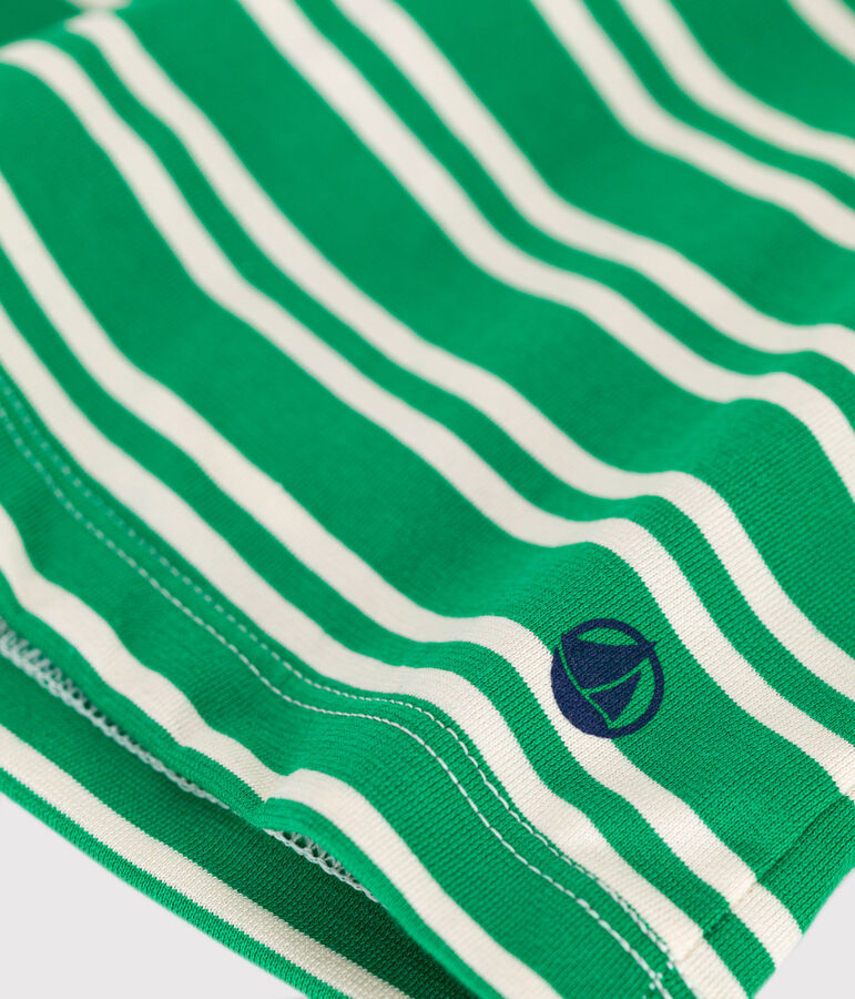Girls' Lightweight Striped Jersey T-Shirt green/ecru