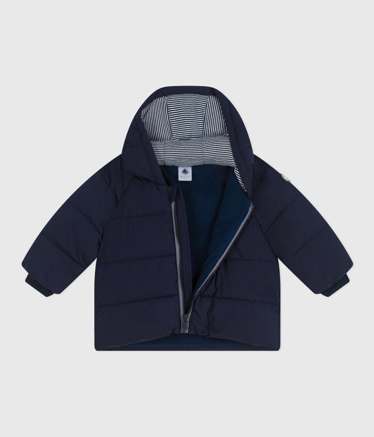 Babies' puffer jacket in plain polyester blue