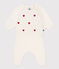 Babies' two-piece knitted outfit with embroidered hearts MARSHMALLOW red/POMPEI