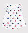 Babies' short-sleeved cotton dress with an integrated triple heart pattern body MARSHMALLOW white/MULTICO white