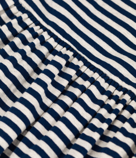 Girls' Stripy Tube Knit Dress with 3/4-Length Sleeves MEDIEVAL blue/MONTELIMAR