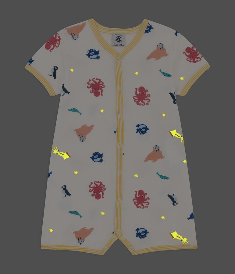 Babies' Cotton Marine Animals Playsuit white/multicolor