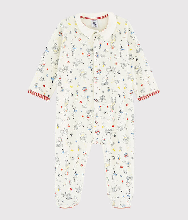 Baby Boys' Velour Sleepsuit white/multicolor