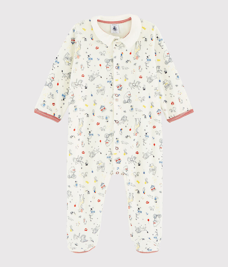 Baby Boys' Velour Sleepsuit white/multicolor