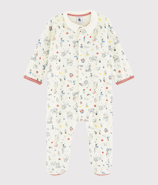 Baby Boys' Velour Sleepsuit MARSHMALLOW white/MULTICO white