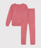 Women's plain brushed terry velour pyjamas ROSEWOOD pink