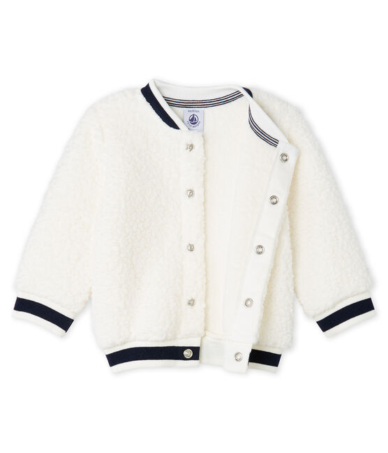 Unisex Babies' Cardigan in Sheepskin Sherpa MARSHMALLOW white
