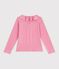Children's long-sleeved plain T-shirt with a collar pink