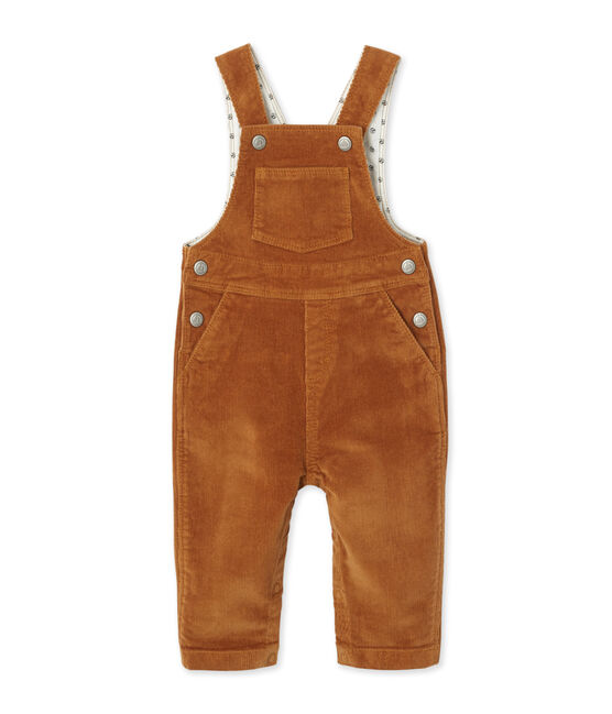 Baby boy's stretch velours overalls CUIVRE brown