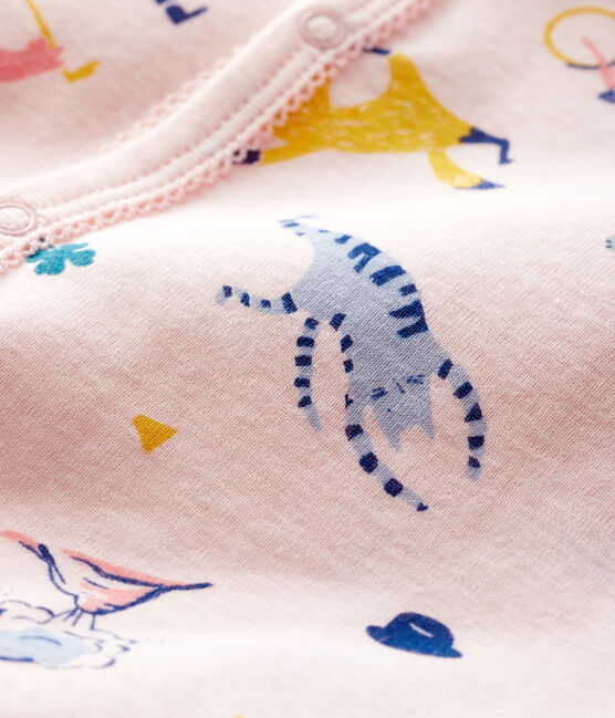 Baby Girls' Footless Ribbed Sleepsuit FLEUR pink/MULTICO white