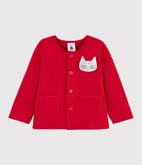 Baby girl's fleecy cardigan TERKUIT red