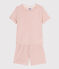 Girls' Plain Openwork Cotton Short Pyjamas SALINE pink