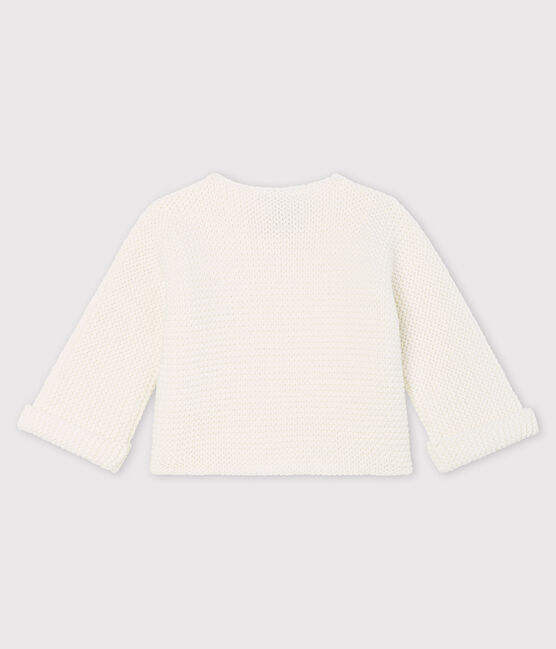 Babies' Organic Cotton Knitted Cardigan MARSHMALLOW white