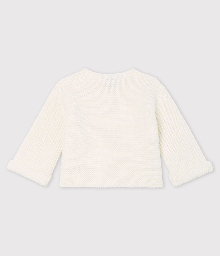 Babies' Organic Cotton Knitted Cardigan MARSHMALLOW white