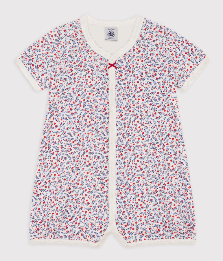 Babies' Floral Cotton Playsuit white/multicolor