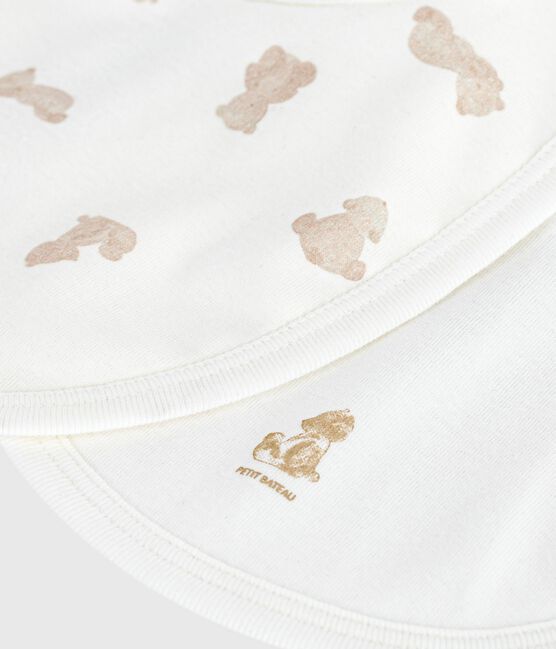 Pack of babies' bear-print cotton bibs variante 1