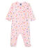 Baby girls' ribbed sleepsuit VIENNE pink/MULTICO white