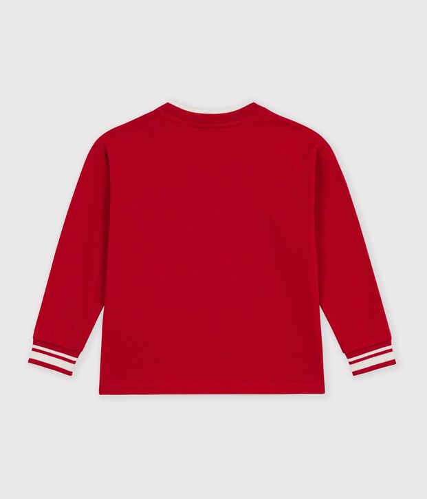 Children's long-sleeved plain cotton T-shirt red