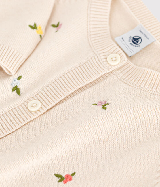 Children's wool and cotton cardigan with embroidered motifs AVALANCHE white/MULTICO