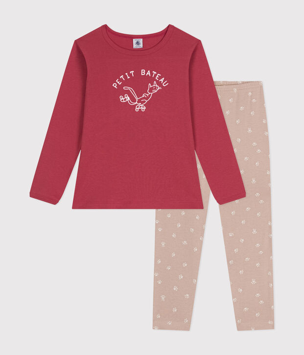 Boys' long-sleeved cotton pyjamas pink/multicolor