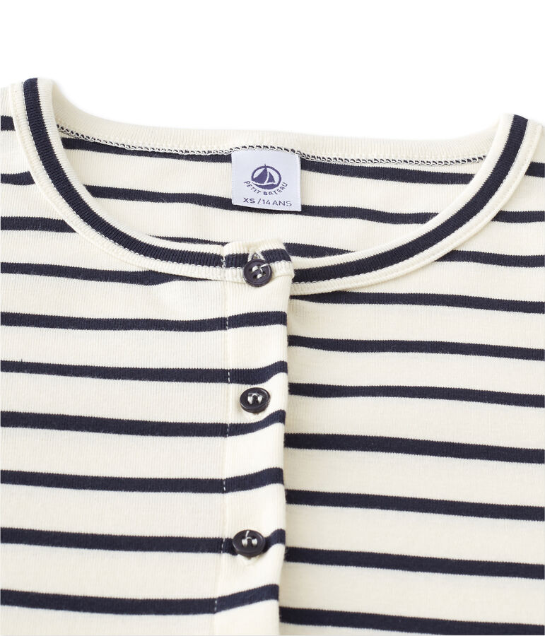 Women's striped cardigan COQUILLE beige/SMOKING blue