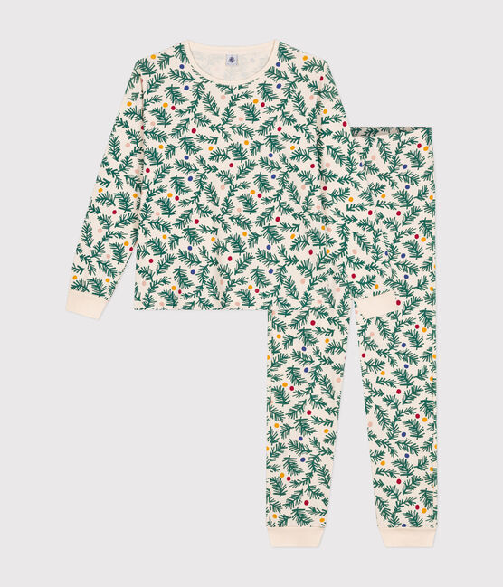 Women's Christmas tree print cotton pyjamas AVALANCHE white/MULTICO