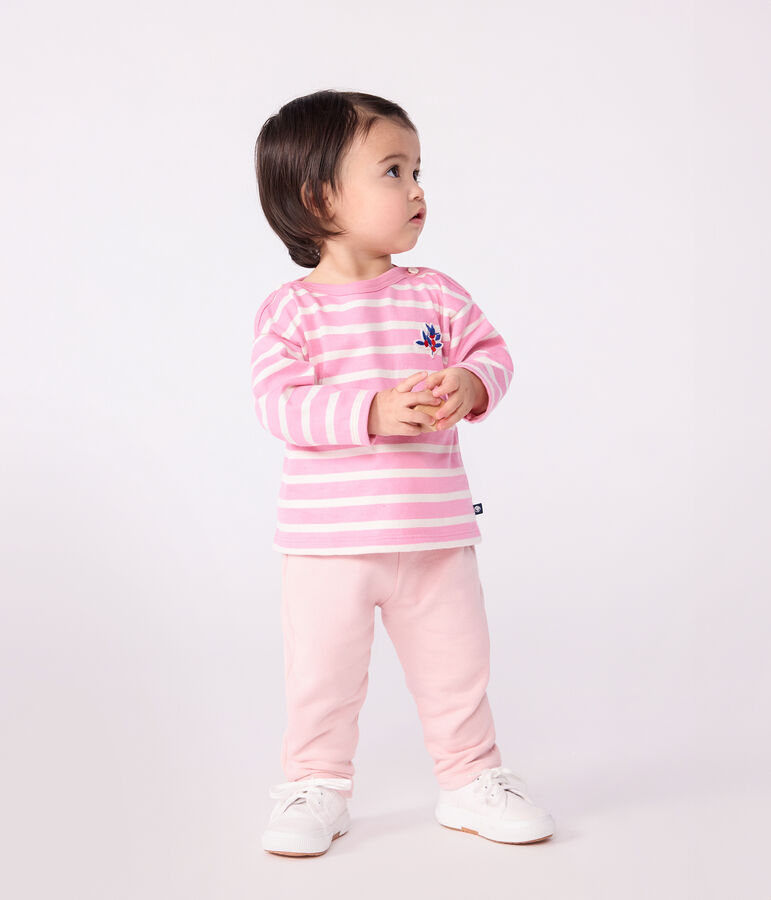 Babies' cotton Breton top BOUDOIR pink/MILK