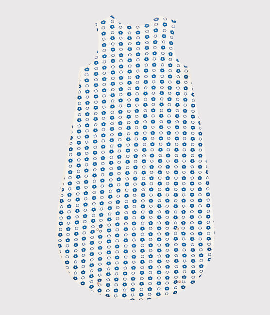 Babies' Blue Retro Floral Organic Cotton Sleeping Bag MARSHMALLOW white/MALLARD