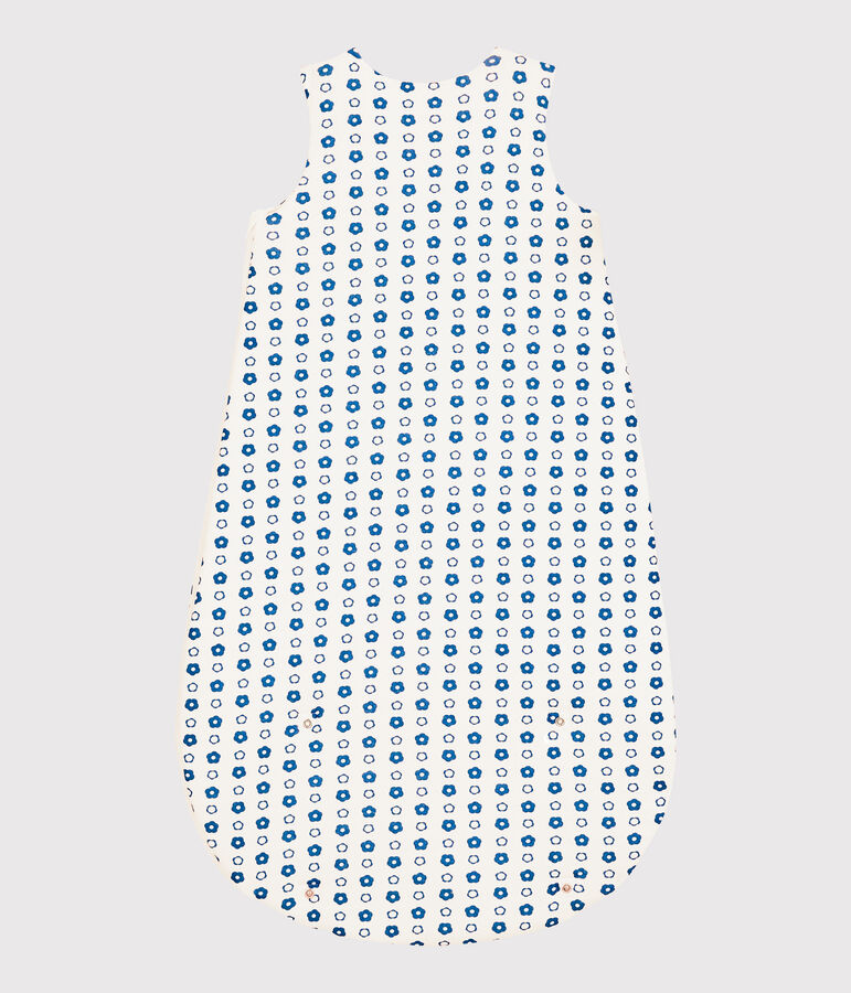 Babies' Blue Retro Floral Organic Cotton Sleeping Bag MARSHMALLOW white/MALLARD
