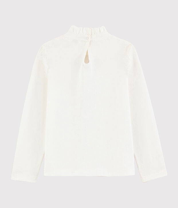 Girls' ruff collar T-shirt white