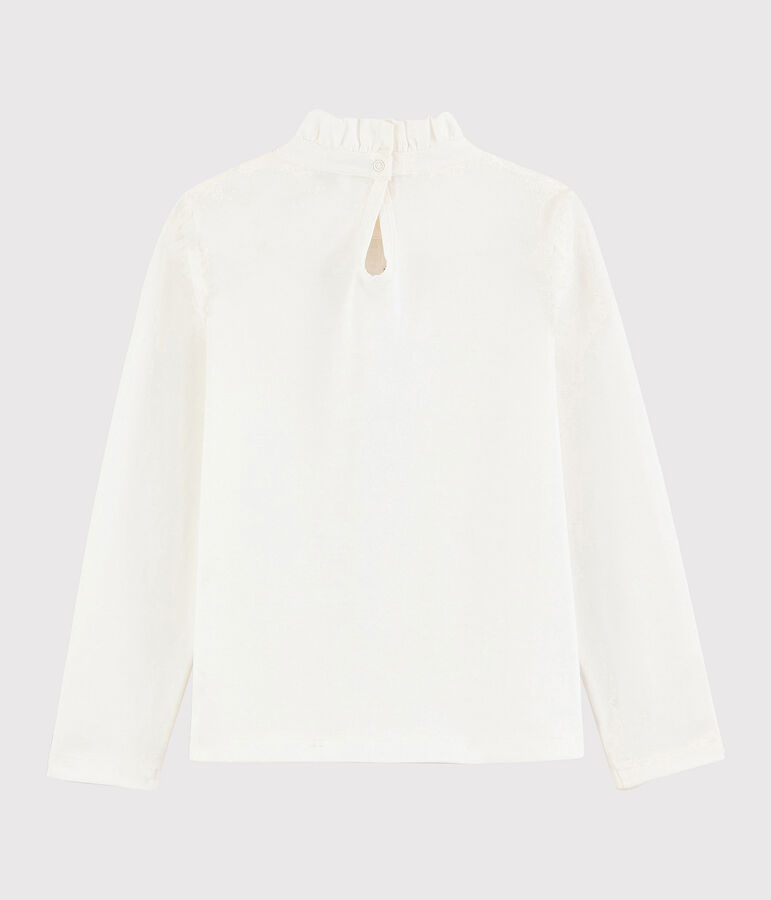 Girls' ruff collar T-shirt white
