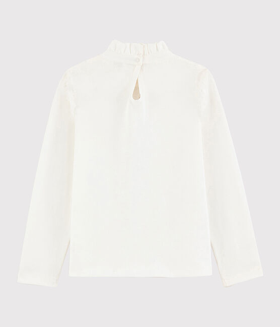 Girls' ruff collar T-shirt MARSHMALLOW white