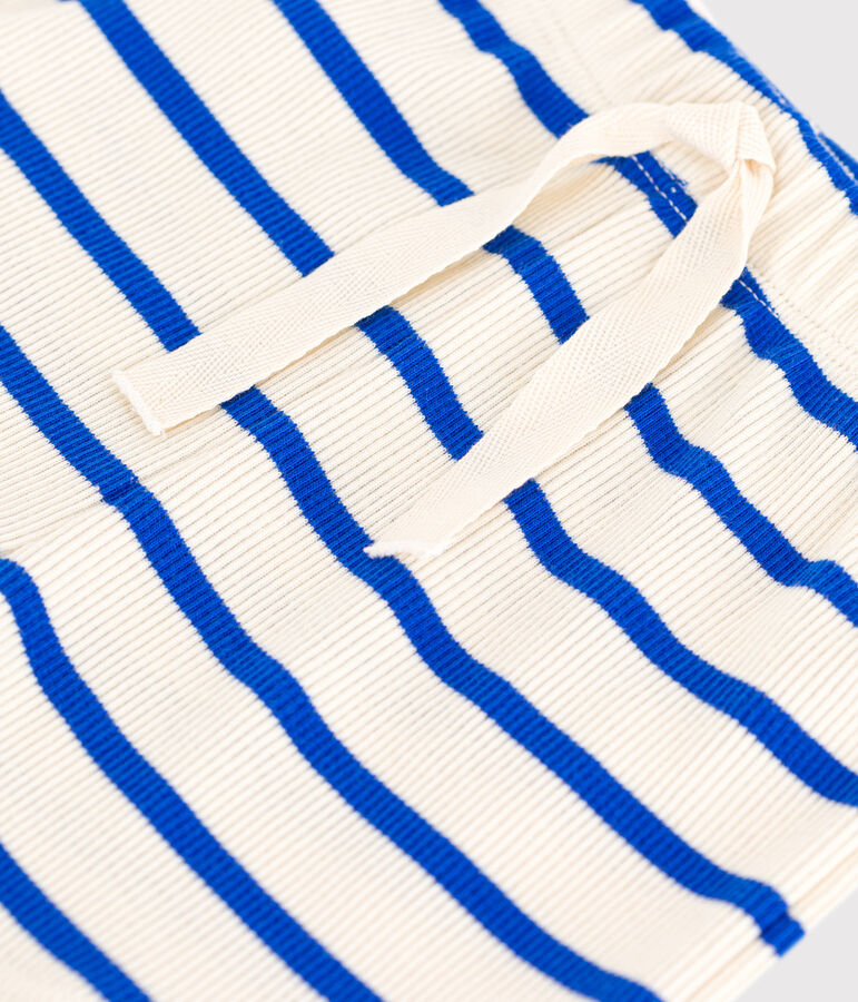 Babies' Striped Rib-Knit Shorts Ecru/blue