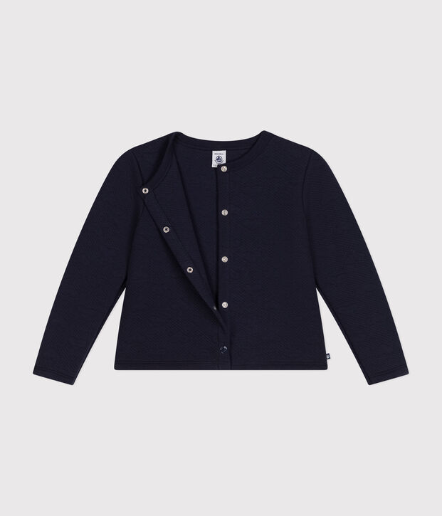 Girls' tube knit cardigan blue