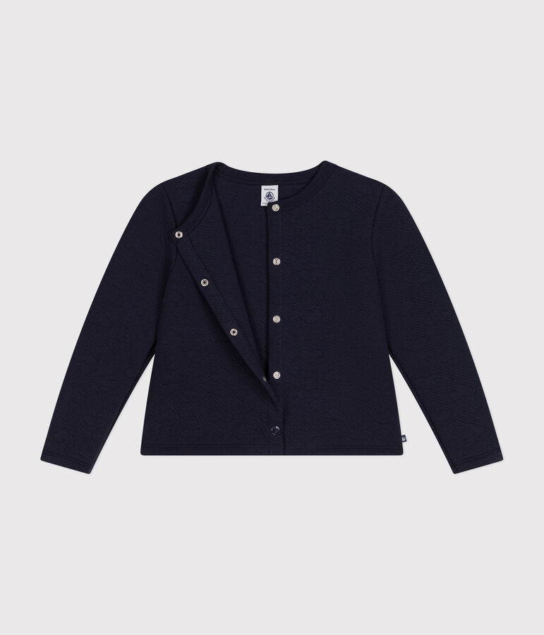 Girls' tube knit cardigan blue