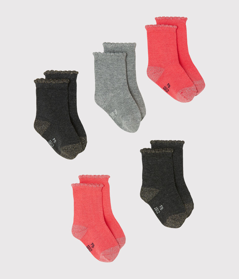 Baby Girls' Basic Socks - 5-Piece Set multicolor